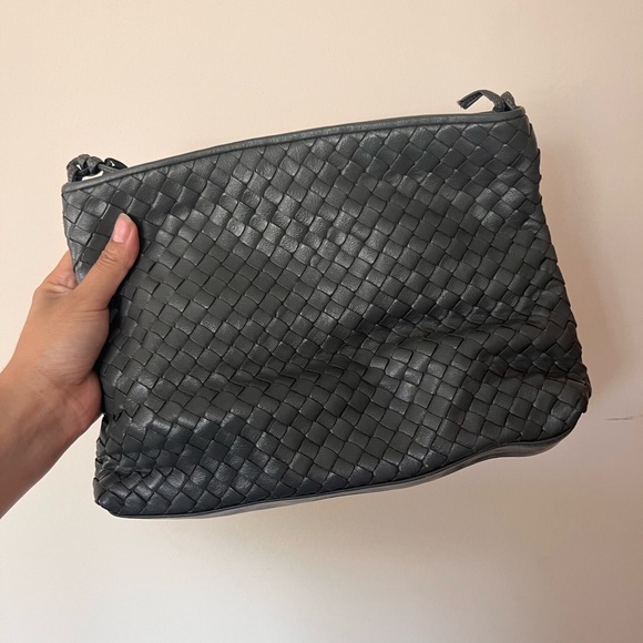 Elegant Gray Woven Leather Shoulder Bag Vintage Meyers made in USA - Picture 5 of 8